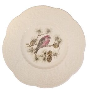 Bristol Ironstone Plate Aviary Pine GRosbeak Henry A Pausch Royal Cauldon 9''